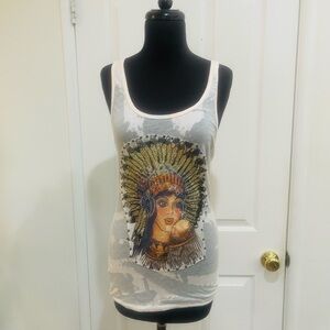 Vintage Beaded Headdress Graphic Tank Top